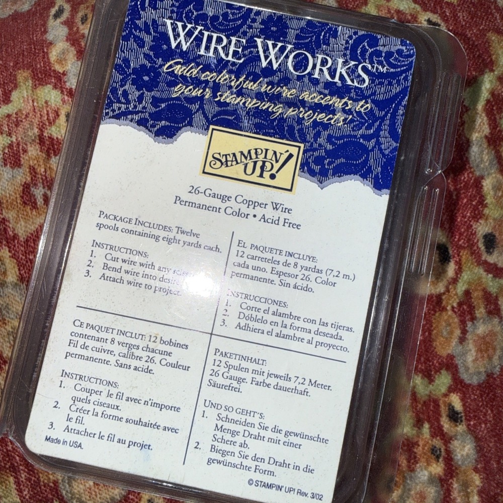 Stampin' Up Wire Works 26 Gauge Copper Wire 12‎ Colors Acid Free